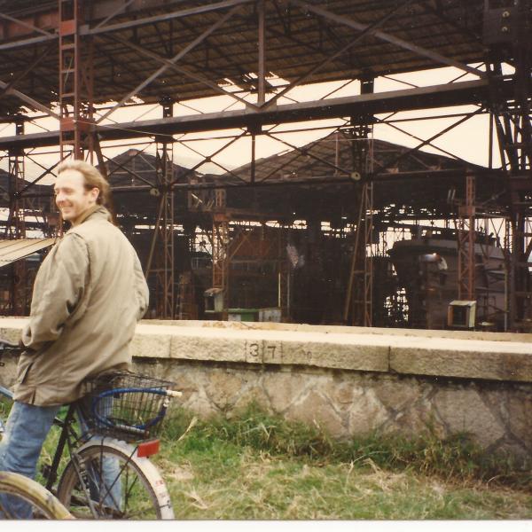 During his two-year stay in Fuzhou, Bookhart enjoys riding his bike to explore the beautiful countryside. Taken in early 1990s.