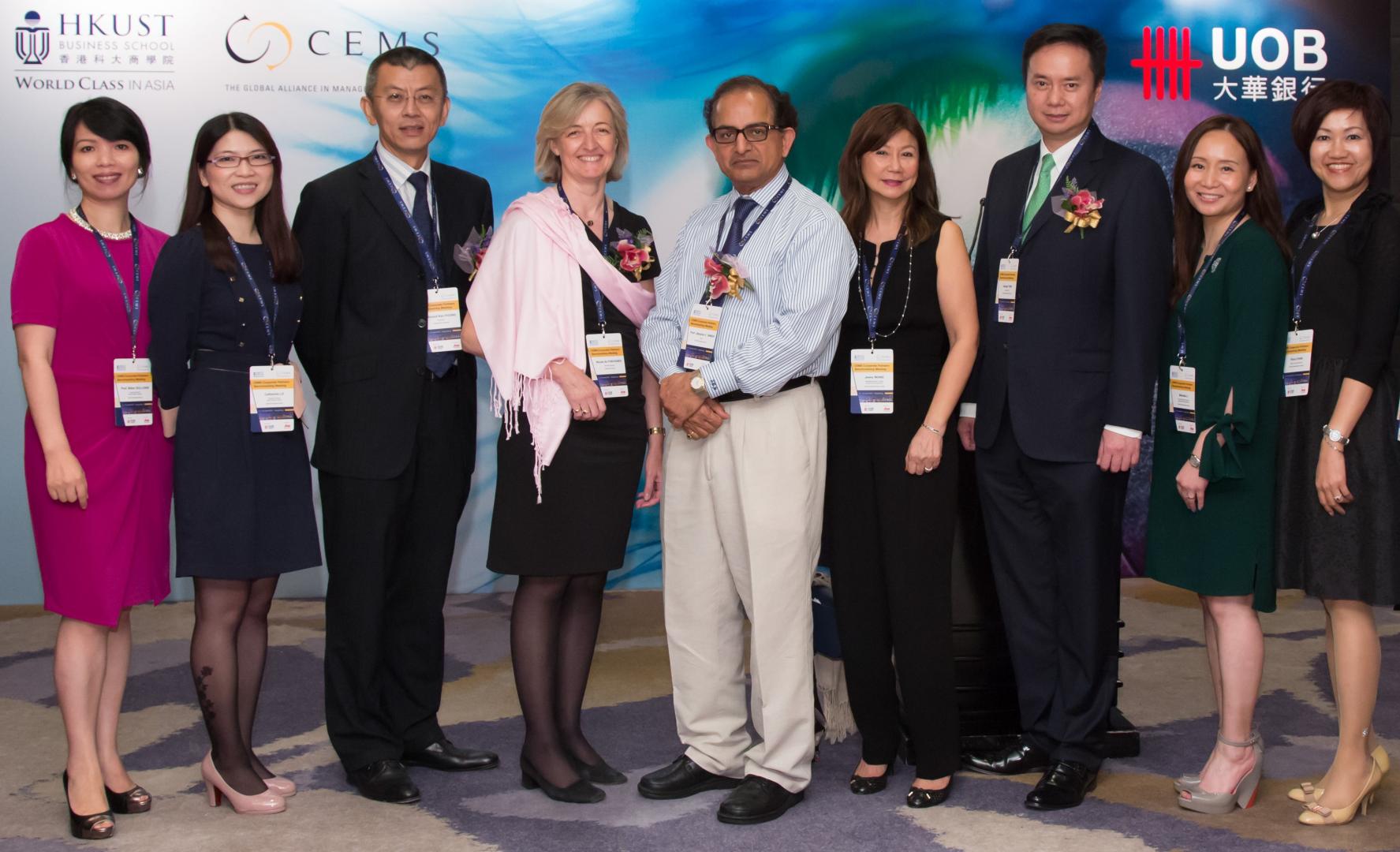  (Fourth from left) Ms Nicole de Fontaines, CEMS Secretary-General; Professor Jitendra V. Singh, Dean of the HKUST Business School and Michael Jebsen Professor of Business; Ms Jenny Wong, Managing Director and Head of Group Human Resources, UOB Singapore; and Mr George Tung, Alternate Chief Executive Director, UOB Hong Kong.